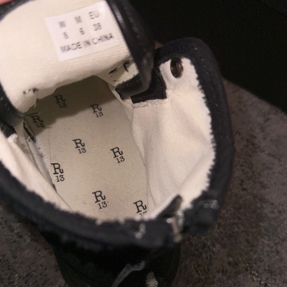 R13 Black Leather Canvas High Top Platform Zip Sneakers Women Size 8 - Picture 2 of 11